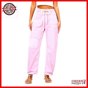 Striped Barrel Jeans Mid Rise Boyfriend Fit Wide Leg Denim Pants